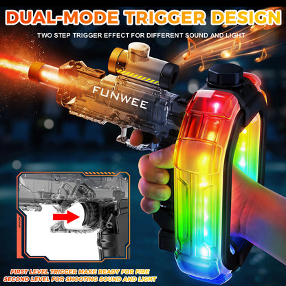 FUNWEE Electric Automatic Water Blaster - Water Gun with Lights & Sound Effects, 26Oz Circle/12Oz Standard Tanks, up to 19Ft Range, Outdoor Kids Stuff Toy for Outdoor Play, Beach Activities, Gifts