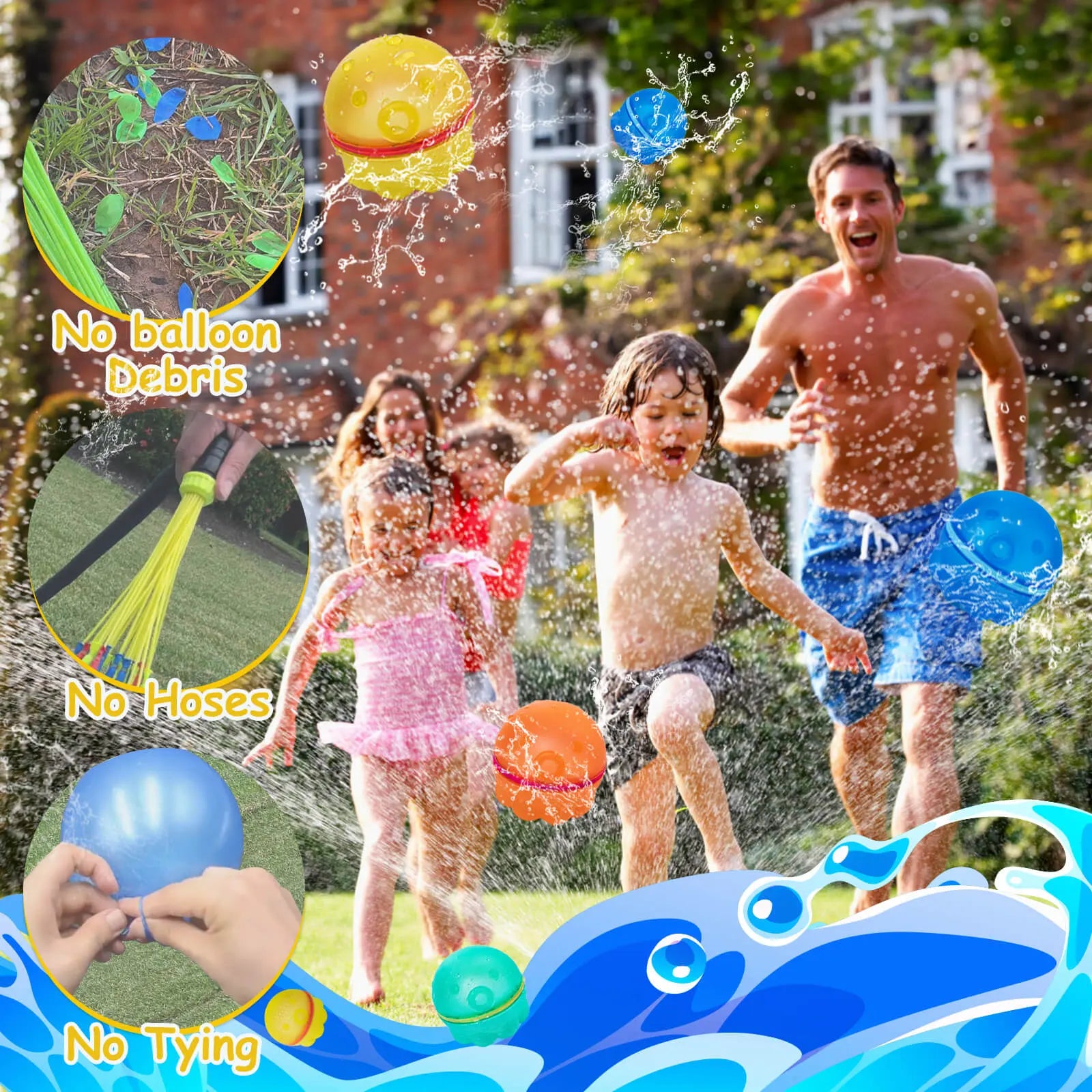 Reusable Magnetic Water Balloons 12 Pack – Silicone Self-Sealing Water Balls, Quick Fill Splash Toys, Leakproof Eco-Friendly Summer Pool Toys for Kids & Adults Outdoor Beach Fun