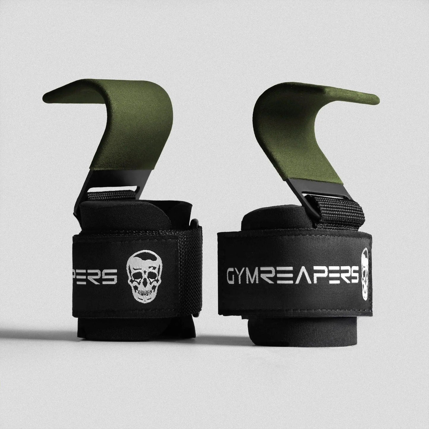 Gymreapers Heavy-Duty Lifting Hooks - OD Green, for Deadlifting, Rowing and Pulling Exercises