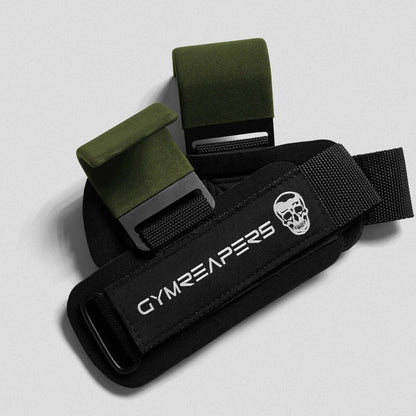 Gymreapers Heavy-Duty Lifting Hooks - OD Green, for Deadlifting, Rowing and Pulling Exercises