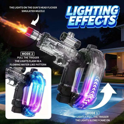 FUNWEE Electric Automatic Water Blaster - Water Gun with Lights & Sound Effects, 26Oz Circle/12Oz Standard Tanks, up to 19Ft Range, Outdoor Kids Stuff Toy for Outdoor Play, Beach Activities, Gifts