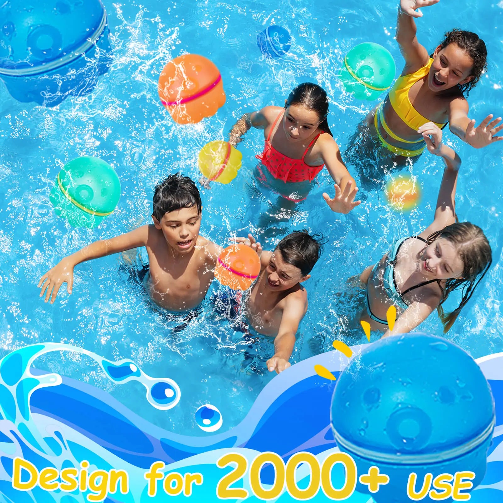 Reusable Magnetic Water Balloons 12 Pack – Silicone Self-Sealing Water Balls, Quick Fill Splash Toys, Leakproof Eco-Friendly Summer Pool Toys for Kids & Adults Outdoor Beach Fun
